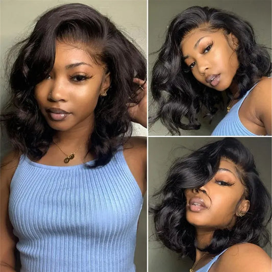 Body Wave Bob Lace Wigs Shoulder Length Wavy Wig Human Hair